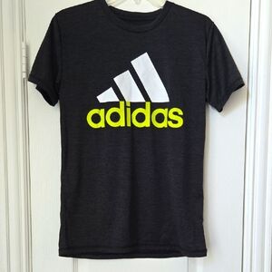 adidas Kids Black Short Sleeve Tee With White And Yellow Logo- Size L KIDS - NWT